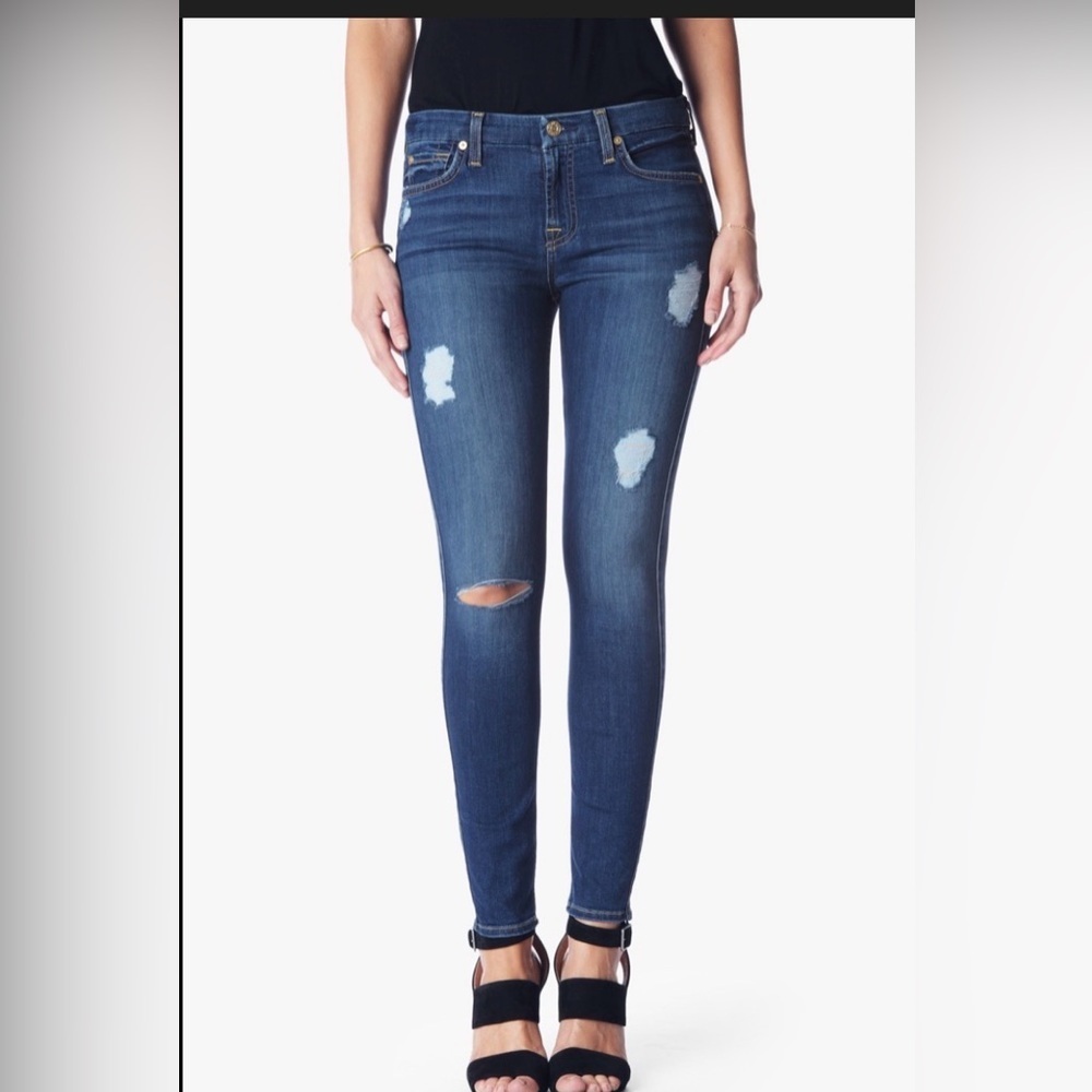 7 For All Mankind distressed the ankle skinny jeans size 27x29